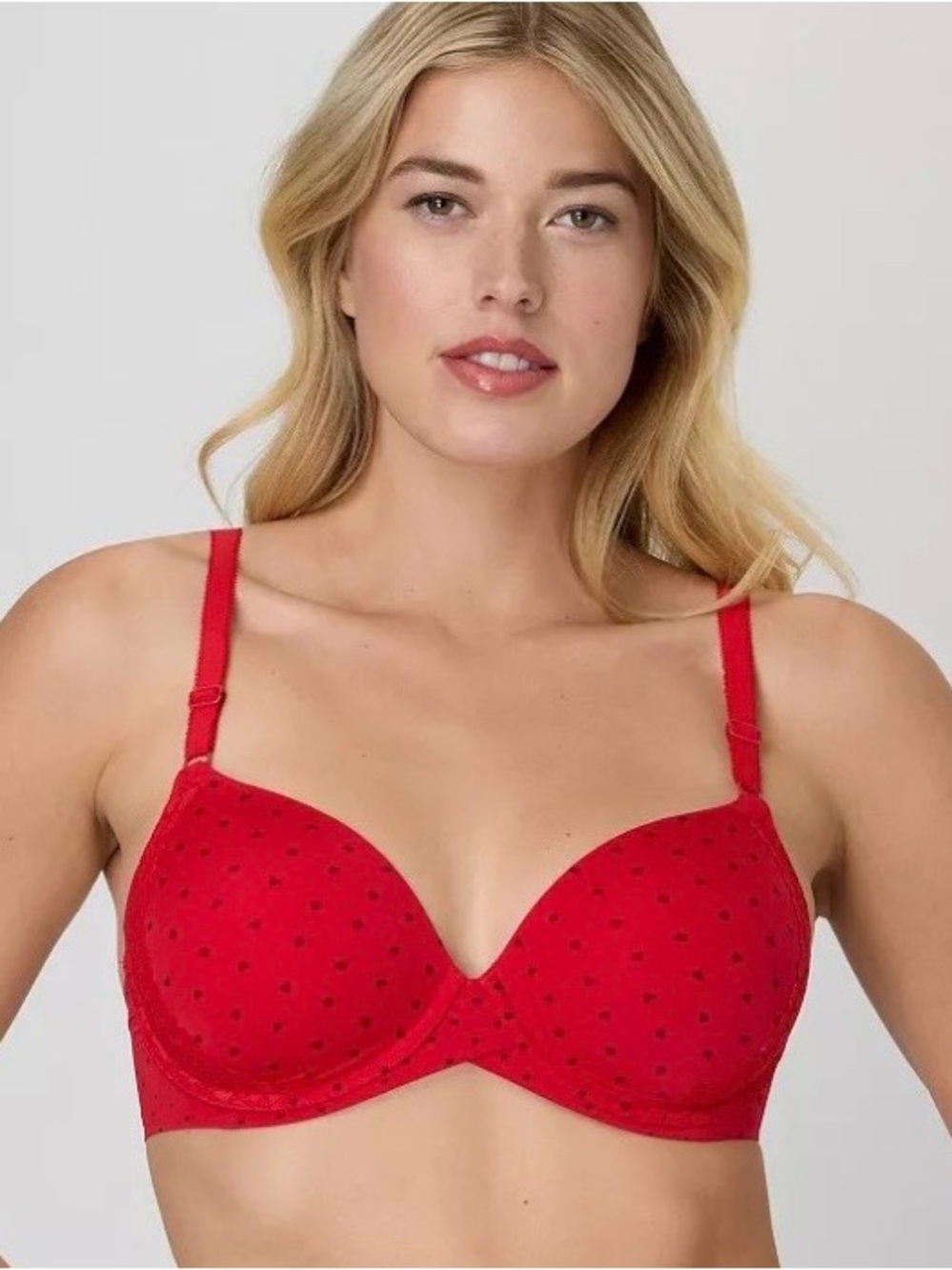 Maidenform One Fab Fit Everyday Modern Demi Underwire Bra Holly Berry Heart 34D